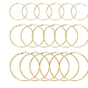 Gold Tone Hoop Earrings Set Of 9 NWT